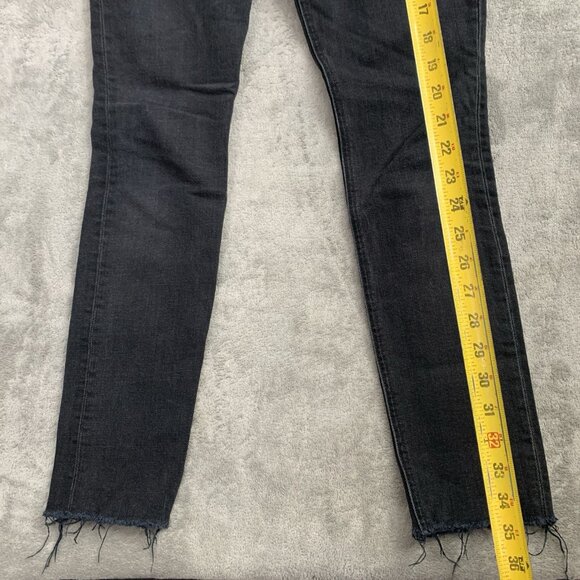 Reformation Jeans Women 26x27” Argentine Black Skinny Raw Hem Stretch Button Fly - Picture 3 of 16